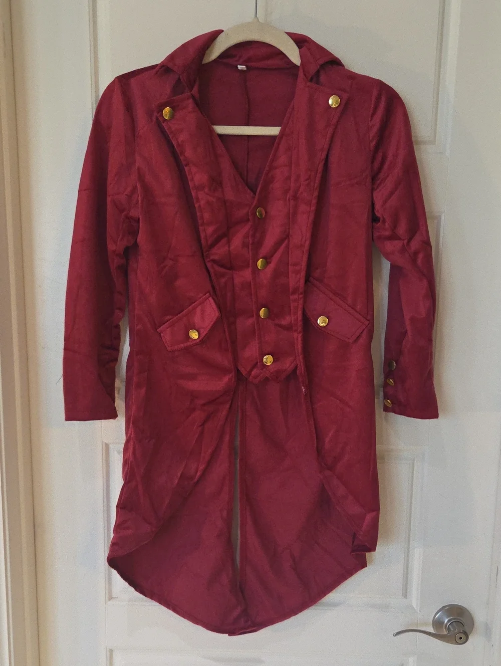 Boys Steampunk Jacket  Tailcoat,Medieval Clothing Costume  Red  9-10yrs(140)